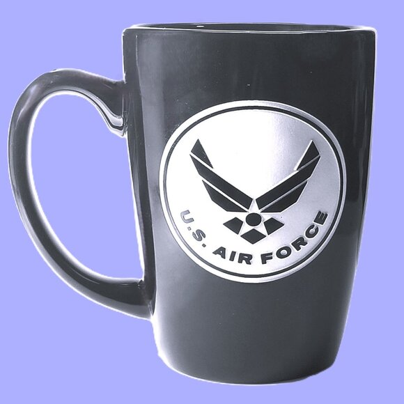Air Force Black Coffee Mug, "A Gift of Honor " Sand-Carved Ceramic Military Mug - Picture 3 of 13